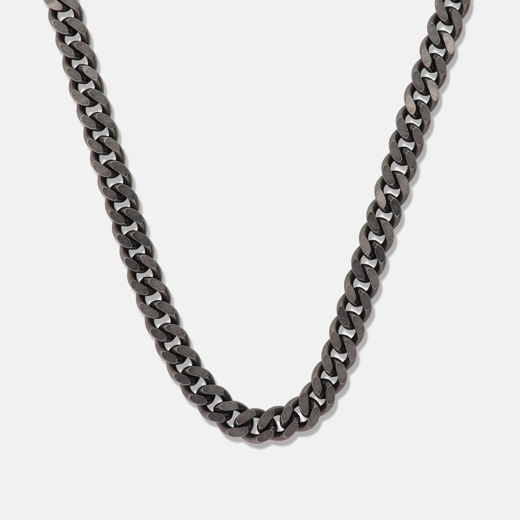 Stålhalsband herr - grå pansarlänk, 60 cm