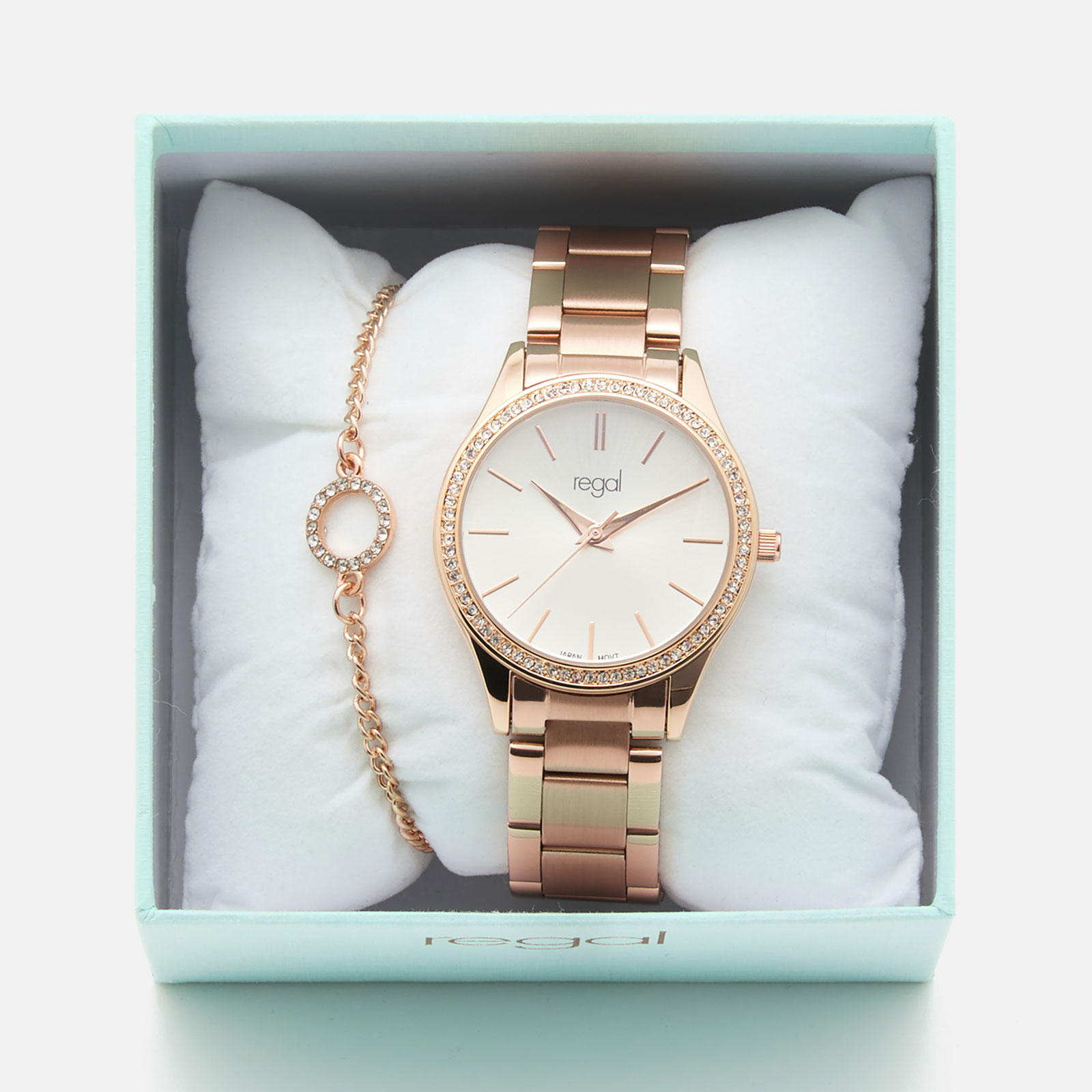 Regal klockset dam - metallband, rosegold, 34mm