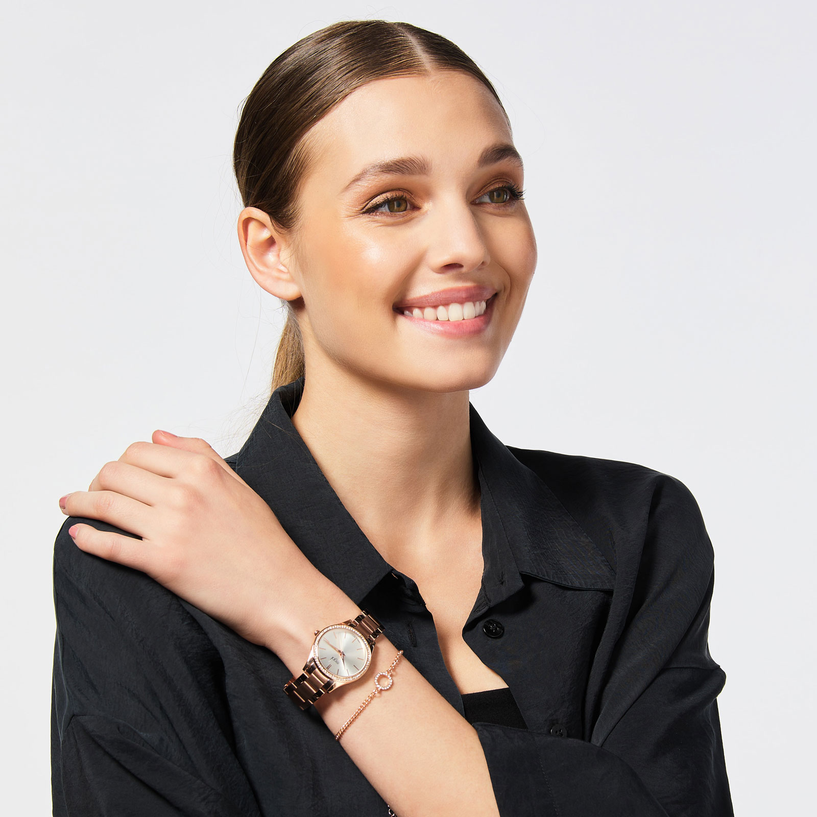 Regal klockset dam - metallband, rosegold, 34mm