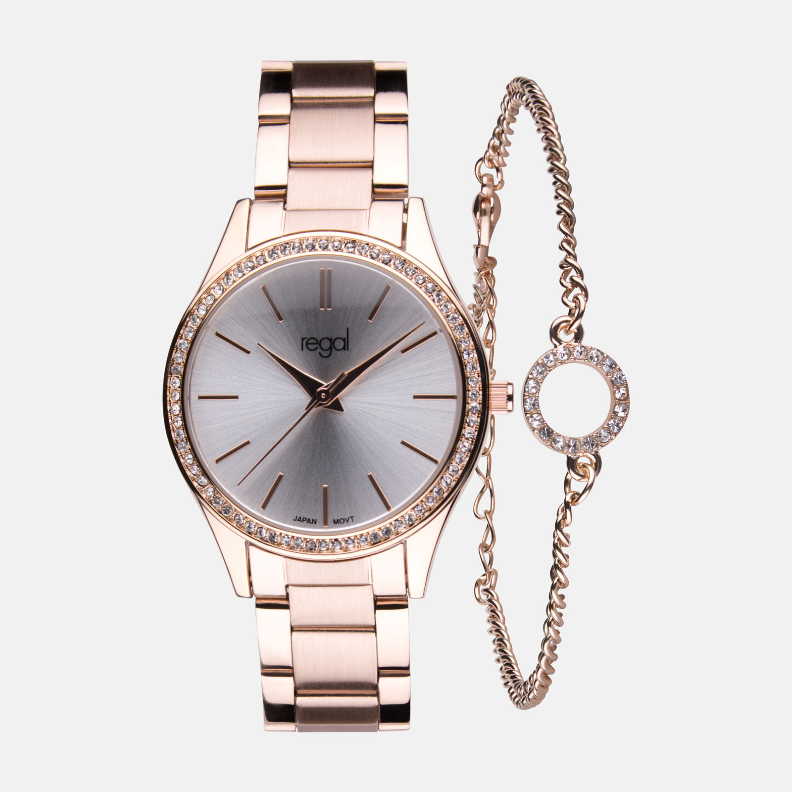 Regal klockset dam - metallband, rosegold, 34mm