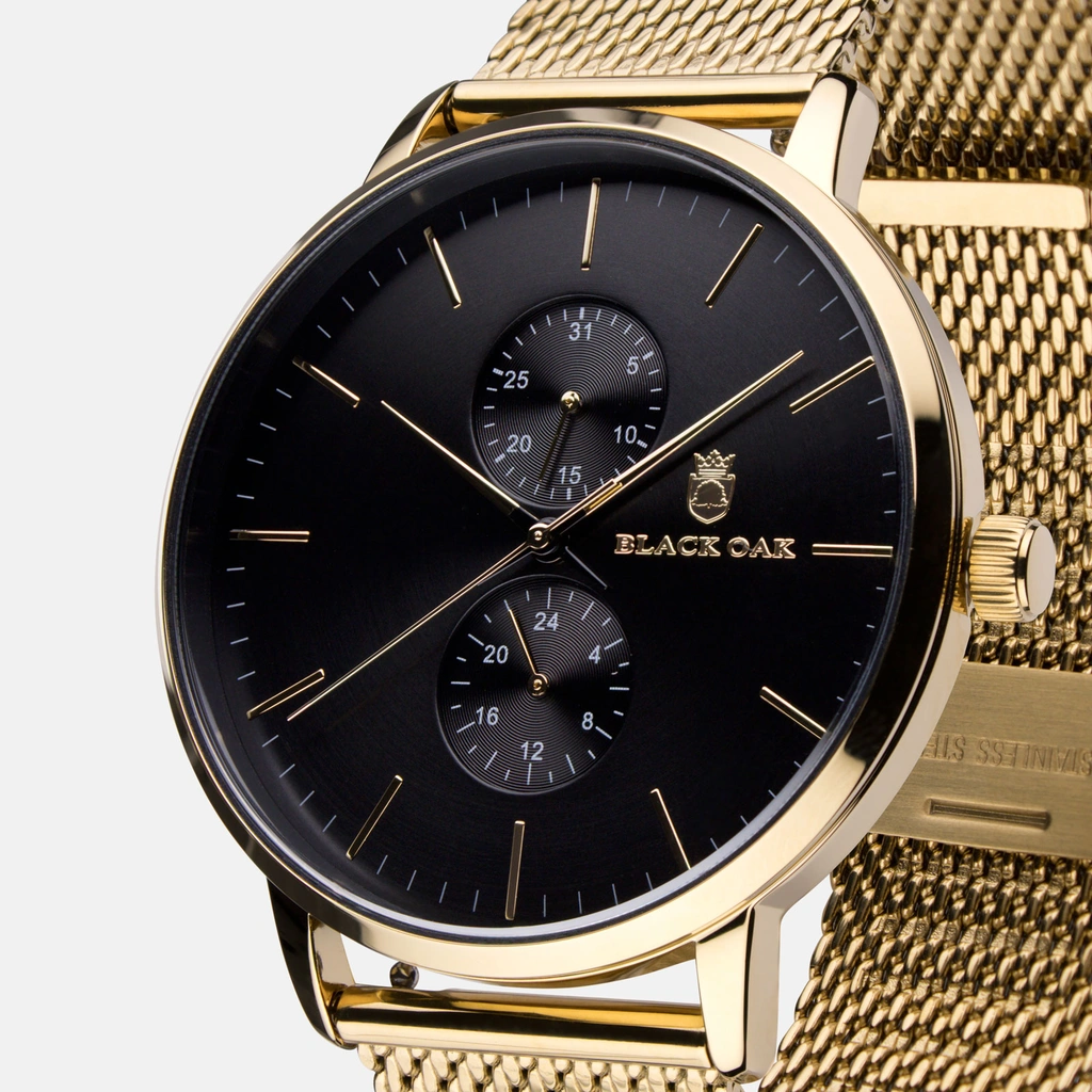 Black Oak Shumardii klocka herrklocka - svart/guld, 42 mm
