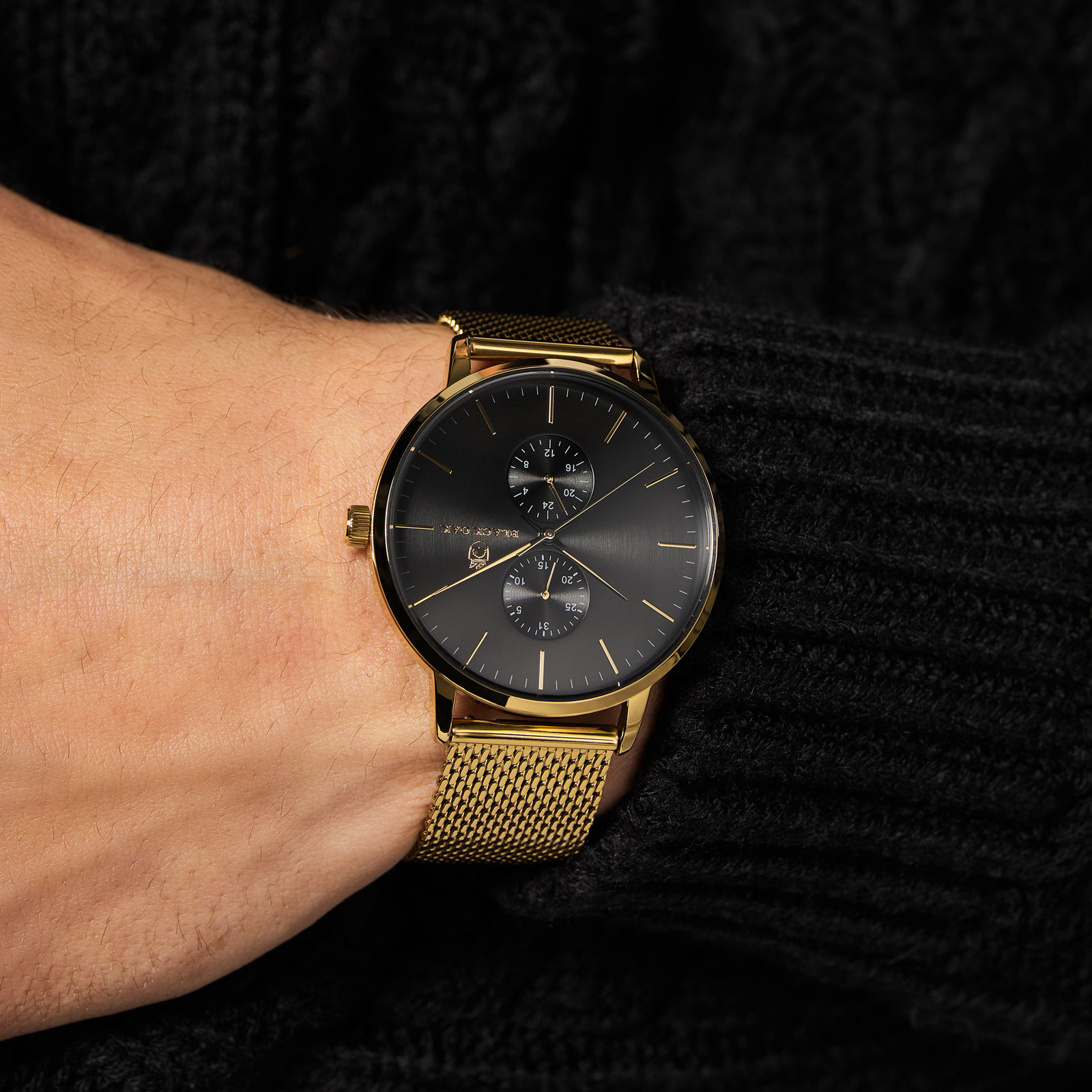 Black Oak Shumardii klocka herrklocka - svart/guld, 42 mm