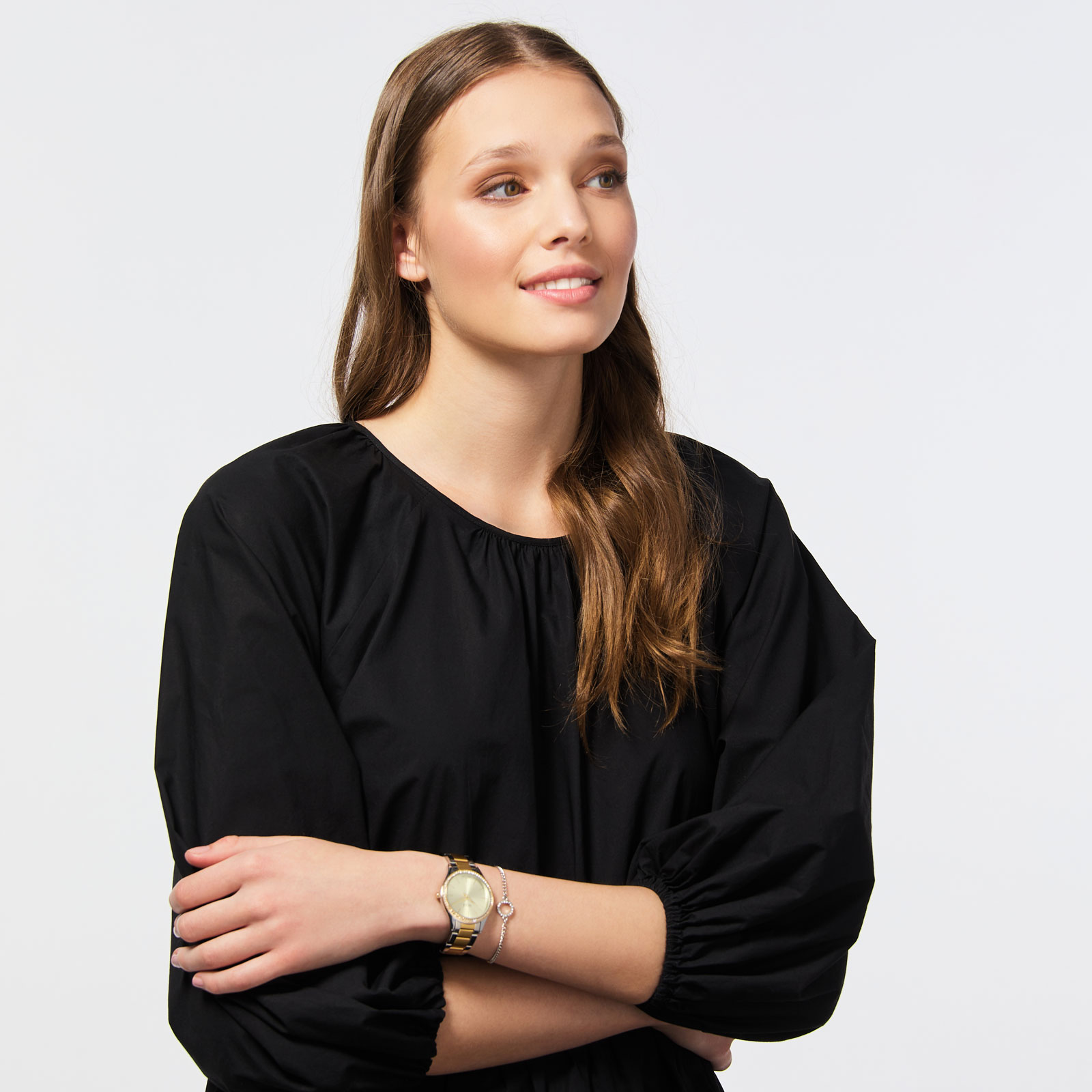 Regal klockset dam - metallband, bicolor, 34mm