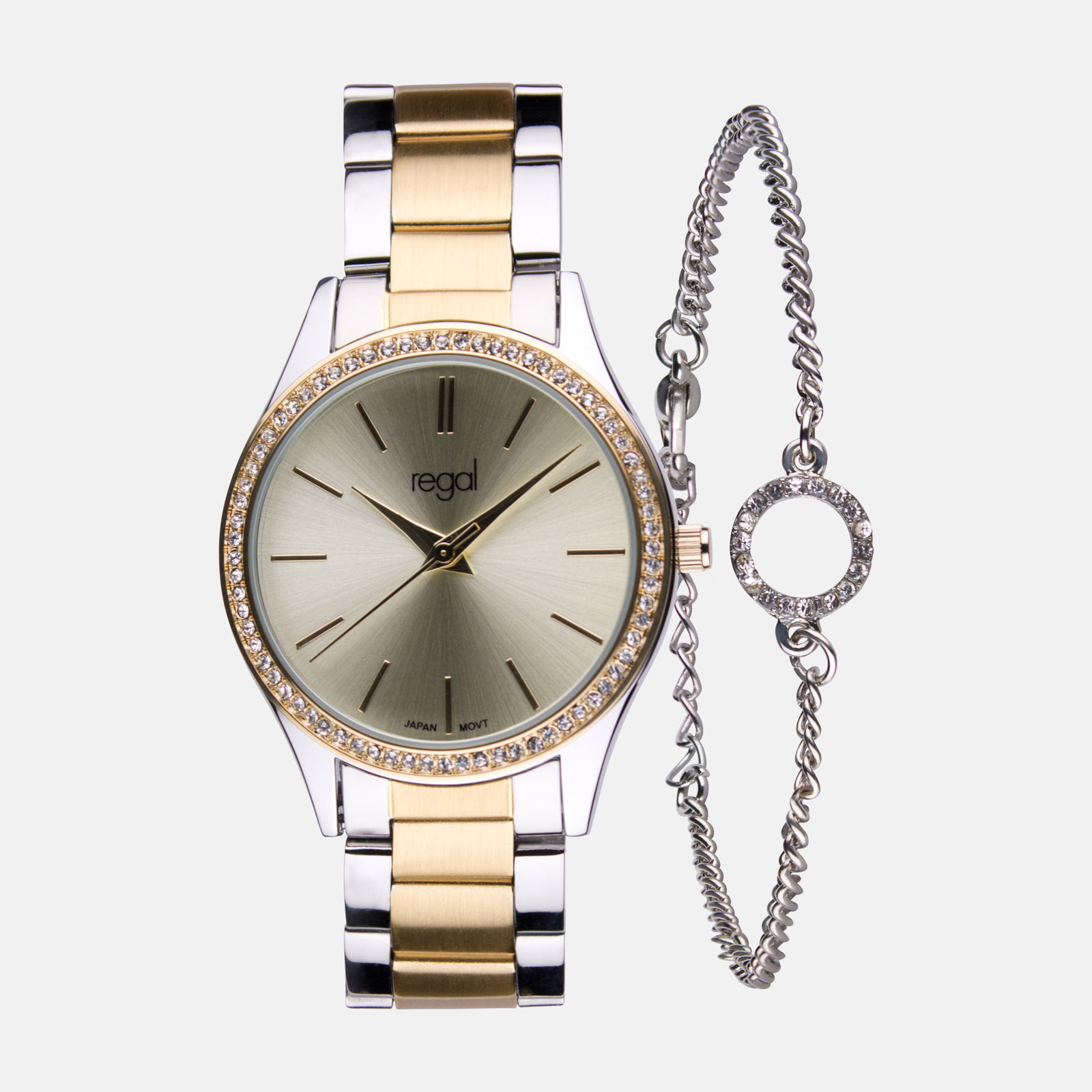 Regal klockset dam - metallband, bicolor, 34mm