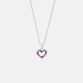 Silverhalsband för barn - hjärta, flerfärgade kristaller, 36+2 cm