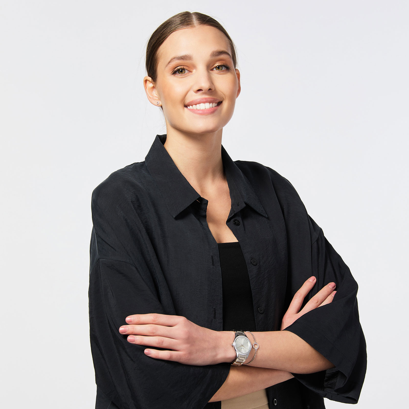 Regal klockset dam - metallband, silverton/vit, 34mm