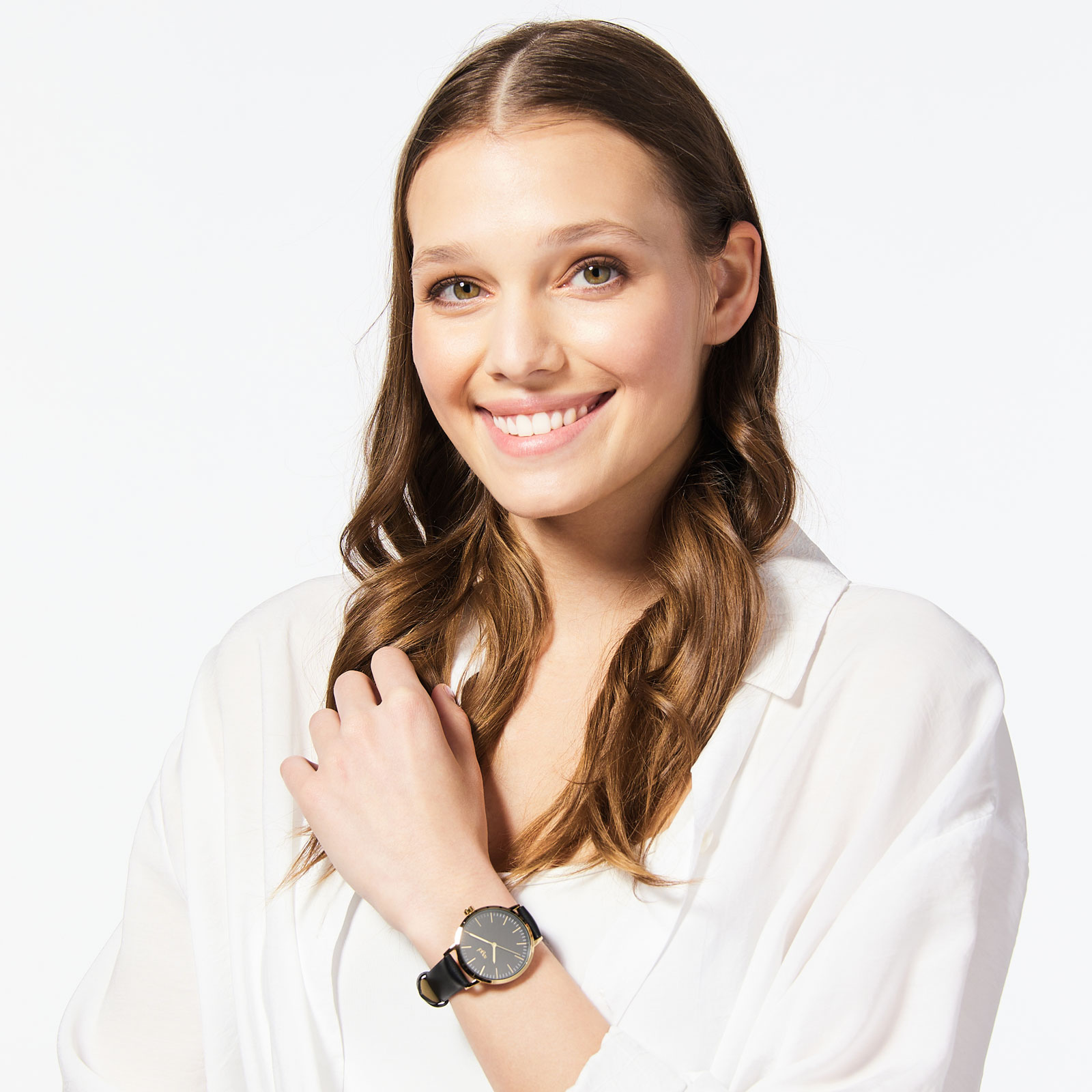 Regal damklocka - svart band, guldton/svart, 36mm