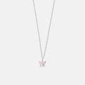 Silverhalsband för barn - rosa/lila fjäril, 36+2 cm
