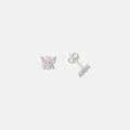 Silverörhängen för barn - rosa/lila fjärilar, 7x6 mm