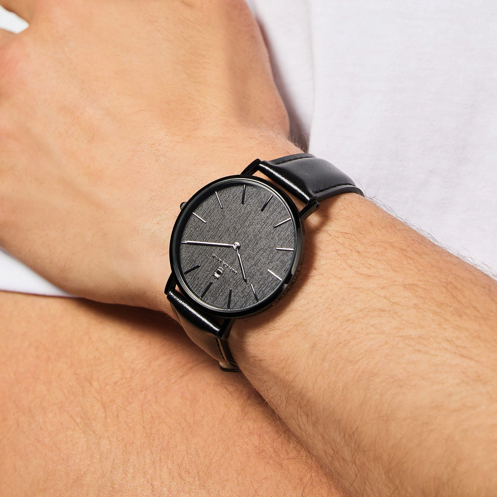 Black Oak Timber herrklocka - svart mesh, 41 mm