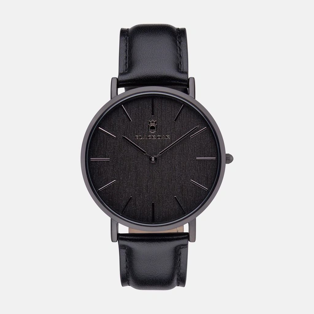 Black Oak Timber herrklocka - svart mesh, 41 mm