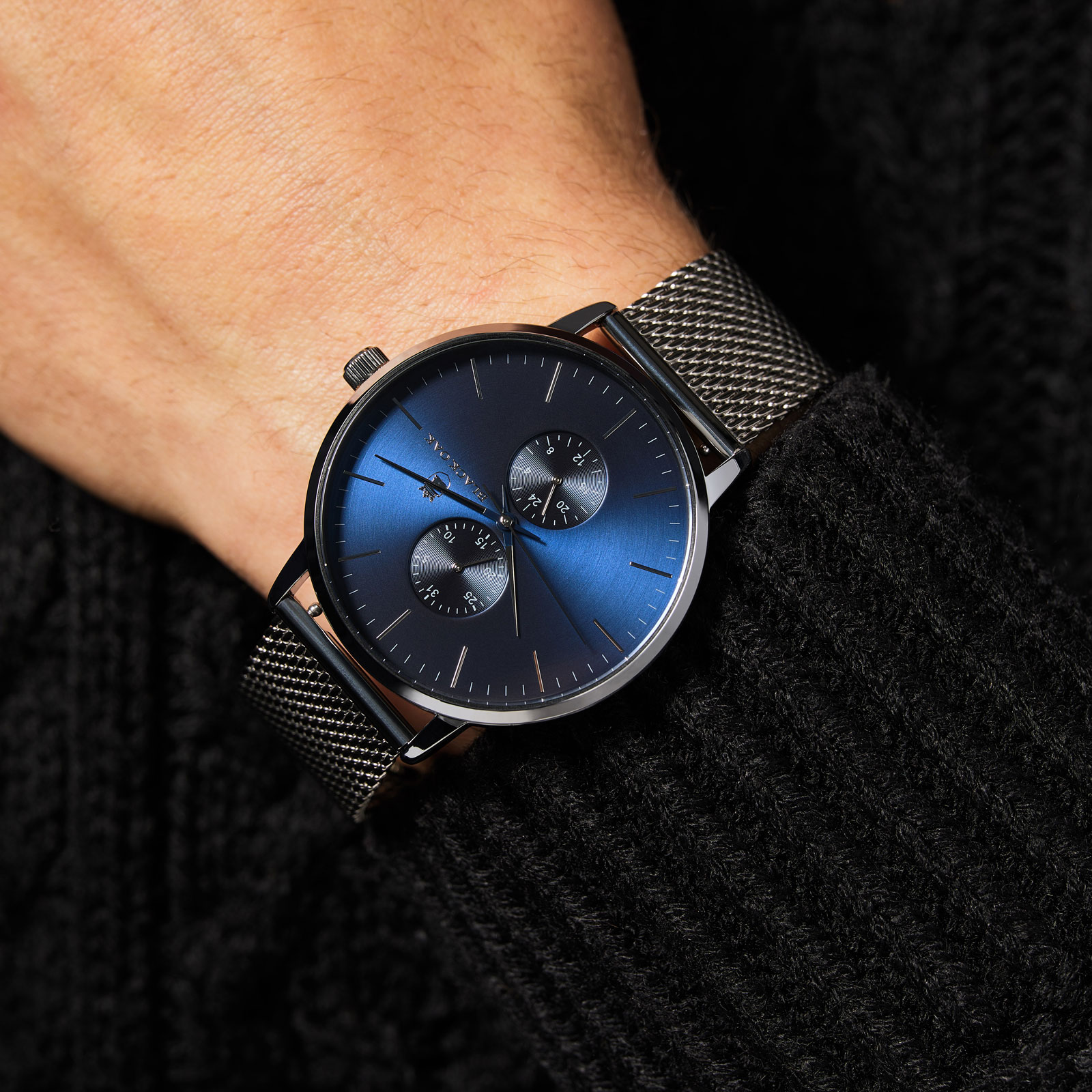 Black Oak Shumardii klocka herrklocka - silver/blå, 42 mm