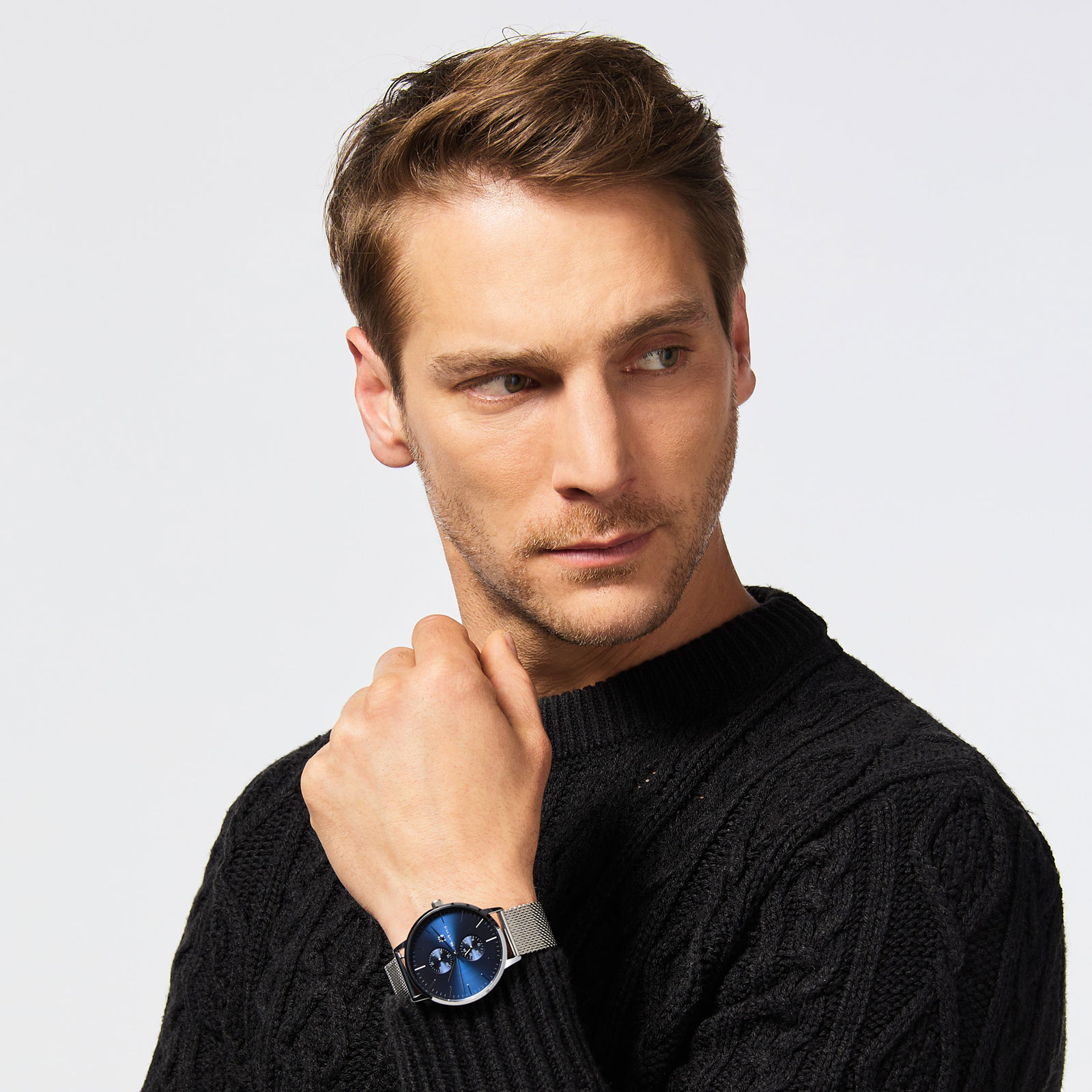 Black Oak Shumardii klocka herrklocka - silver/blå, 42 mm