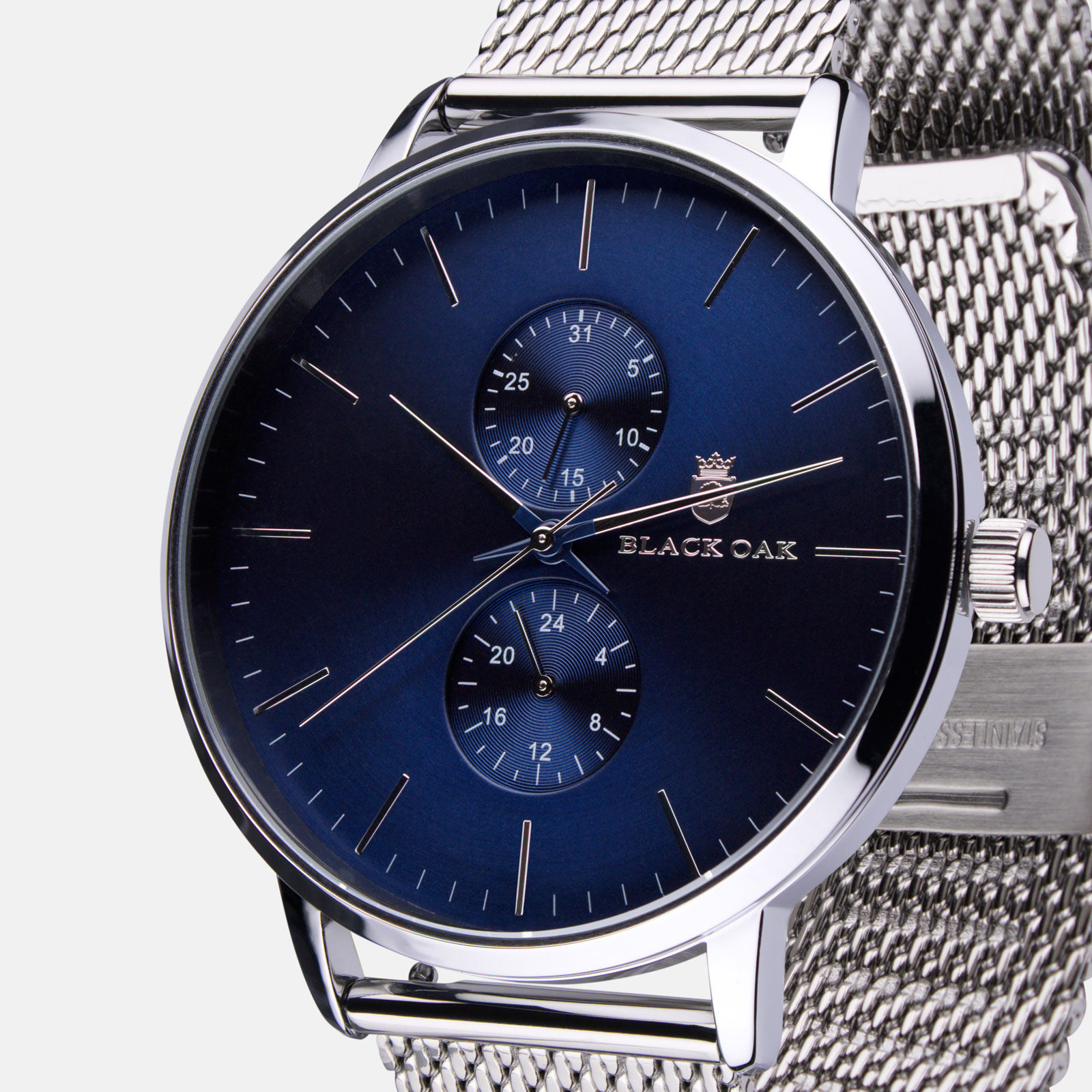 Black Oak Shumardii klocka herrklocka - silver/blå, 42 mm