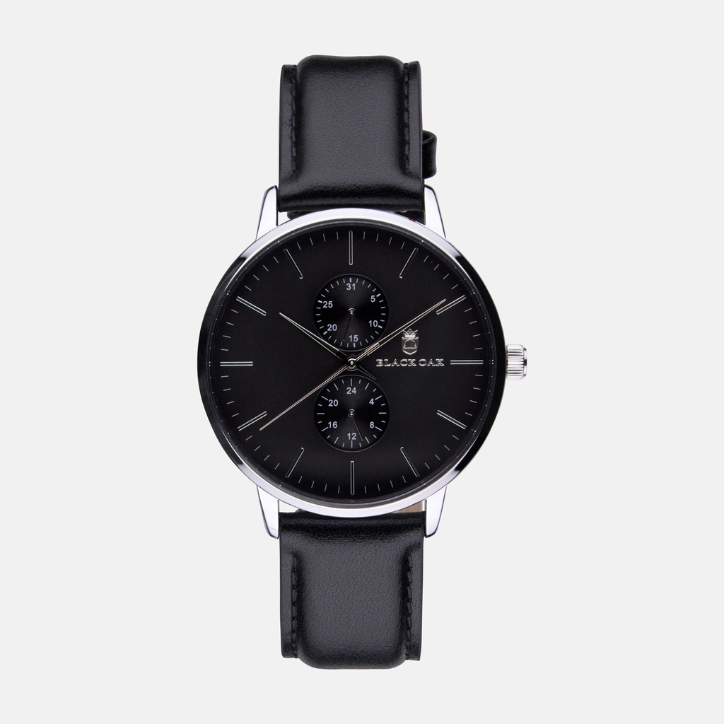 Black Oak Shumardii herrklocka - svart/silver, 42 mm