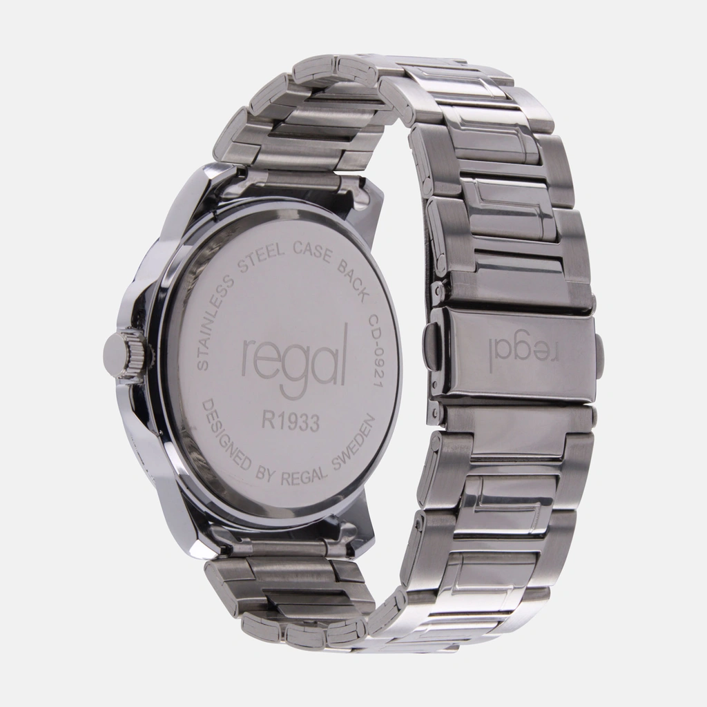 Regal klockset herr -  metallband, silverton/blå, 45mm