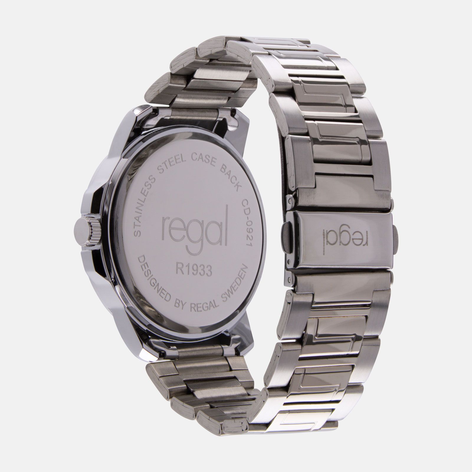 Regal klockset herr -  metallband, silverton/svart, 45mm