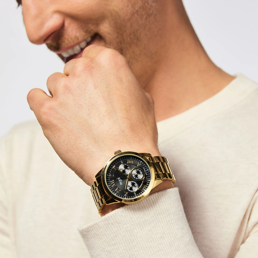 Regal herrklocka - metallband, guldton/svart, 41mm