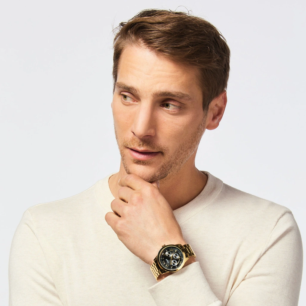 Regal herrklocka - metallband, guldton/svart, 41mm