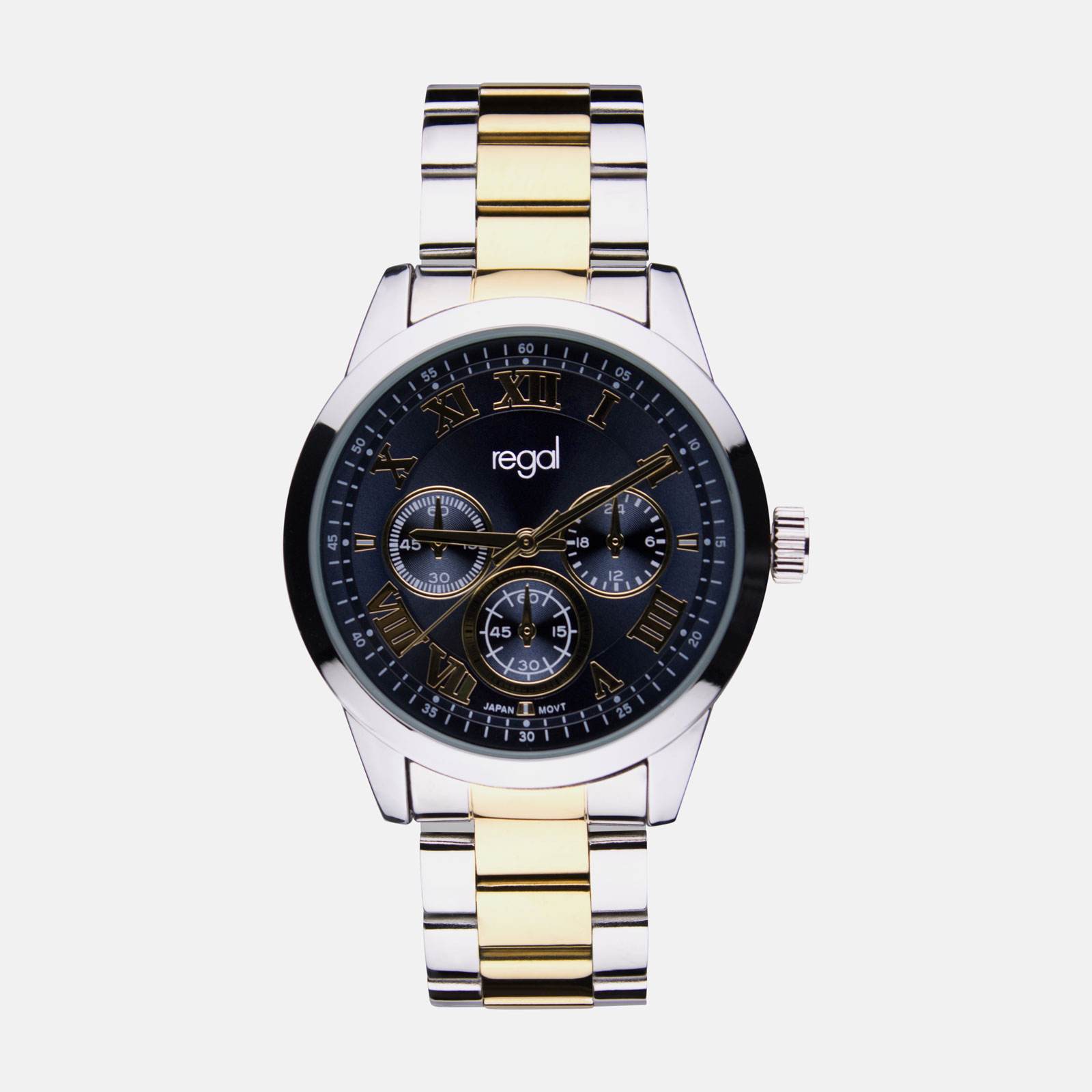 Regal herrklocka - metallband, bicolor/blå, 41mm