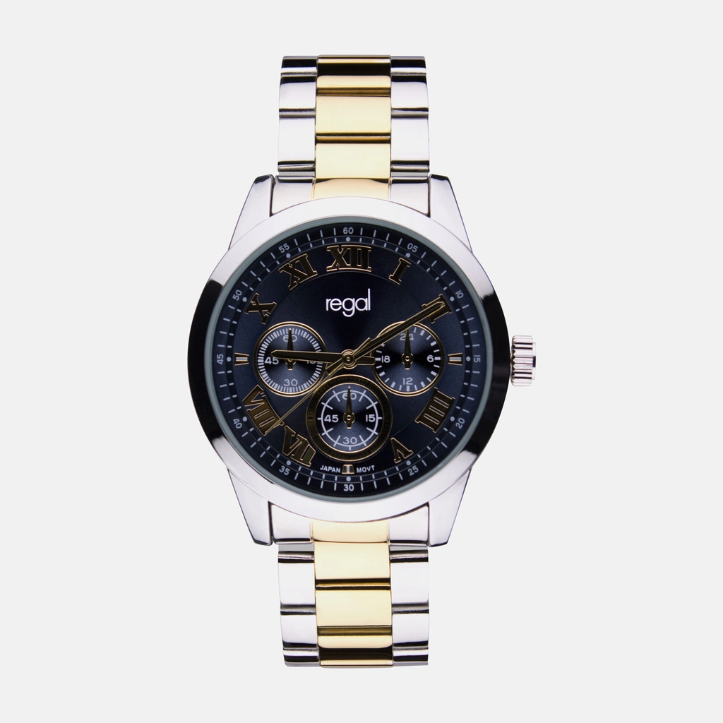 Regal herrklocka - metallband, bicolor/blå, 41mm
