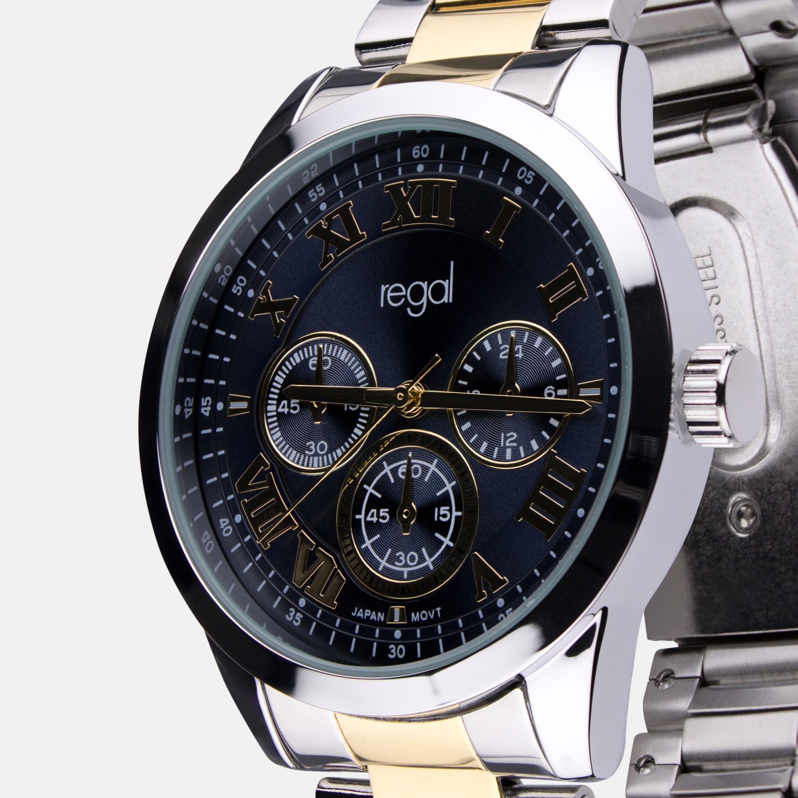 Regal herrklocka - metallband, bicolor/blå, 41mm