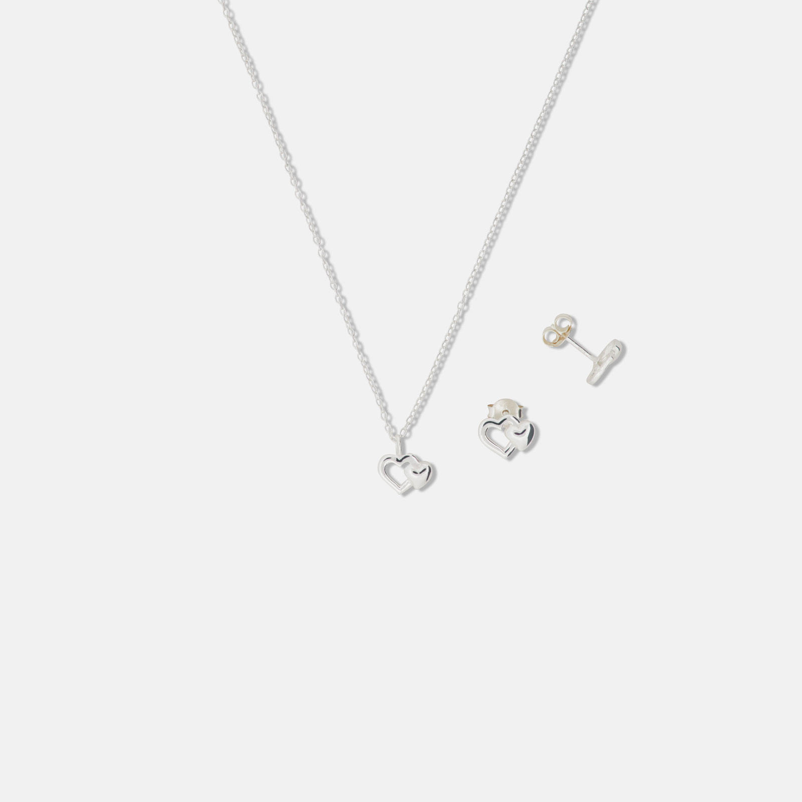Smyckeset för barn i äkta silver - två hjärtan