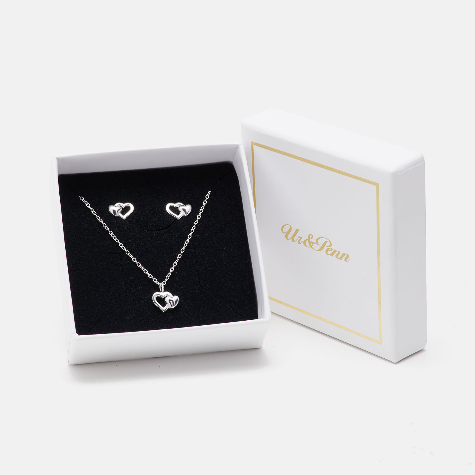Smyckeset för barn i äkta silver - två hjärtan