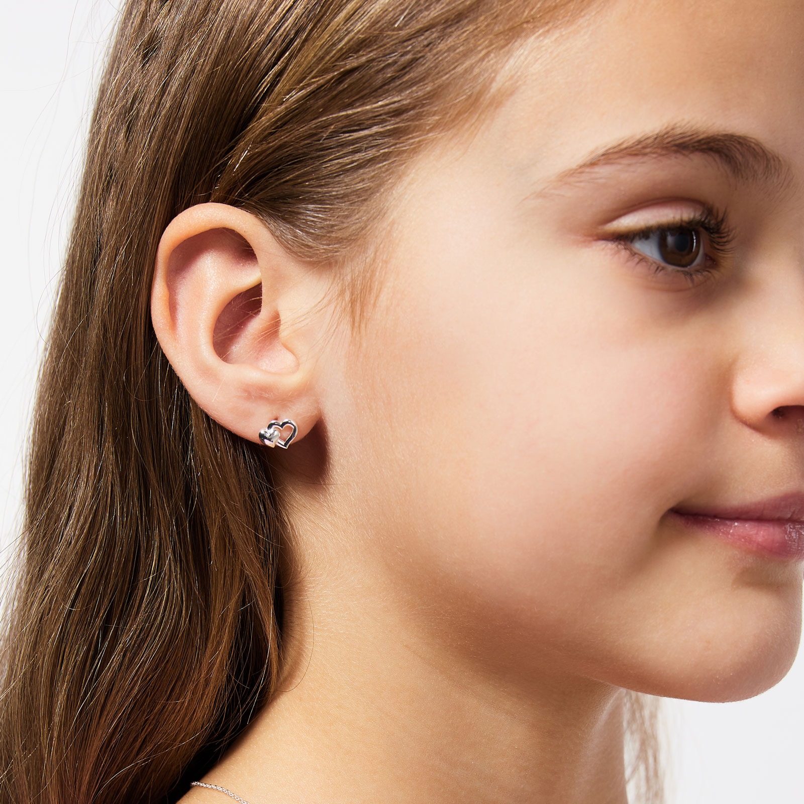 Smyckeset för barn i äkta silver - två hjärtan