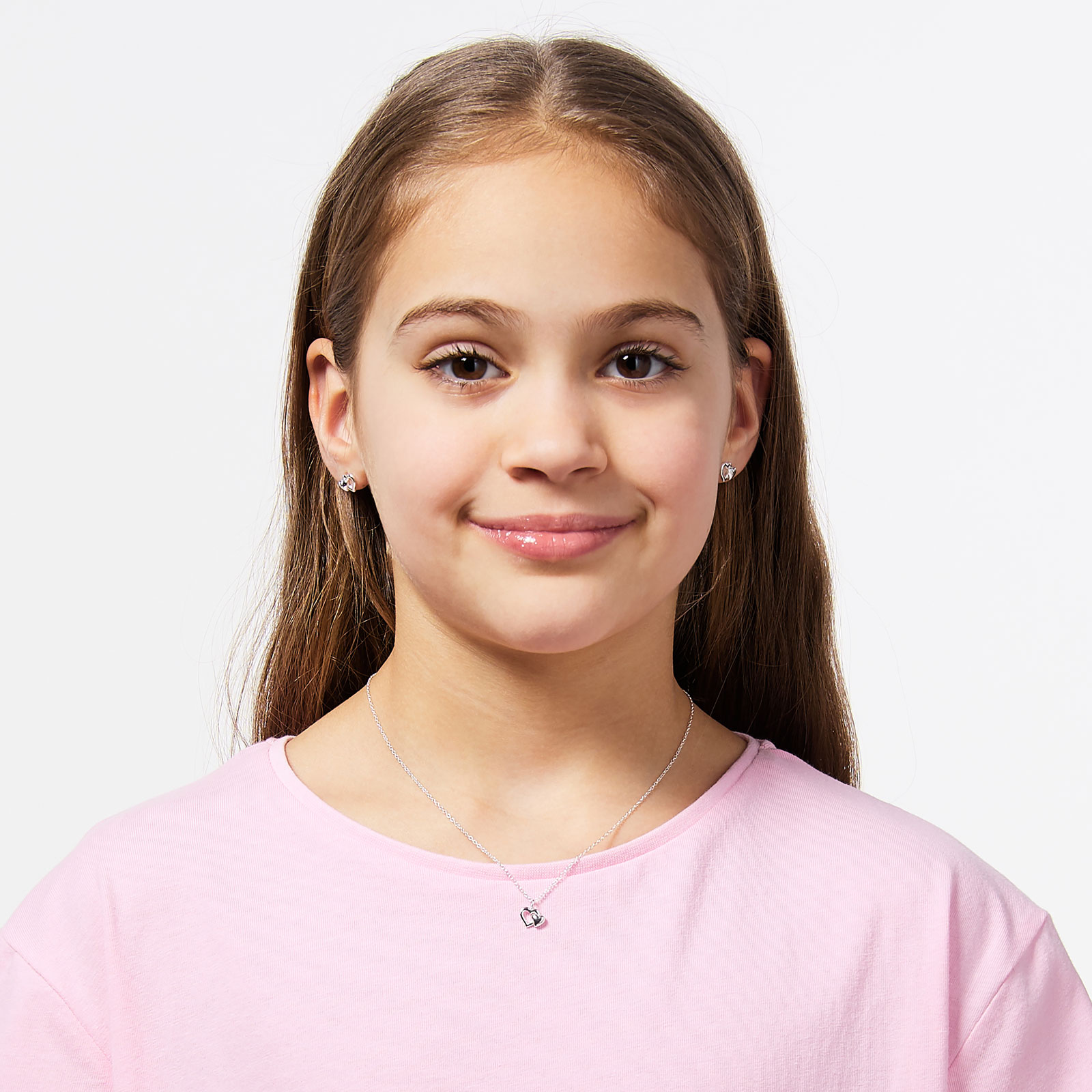 Smyckeset för barn i äkta silver - två hjärtan