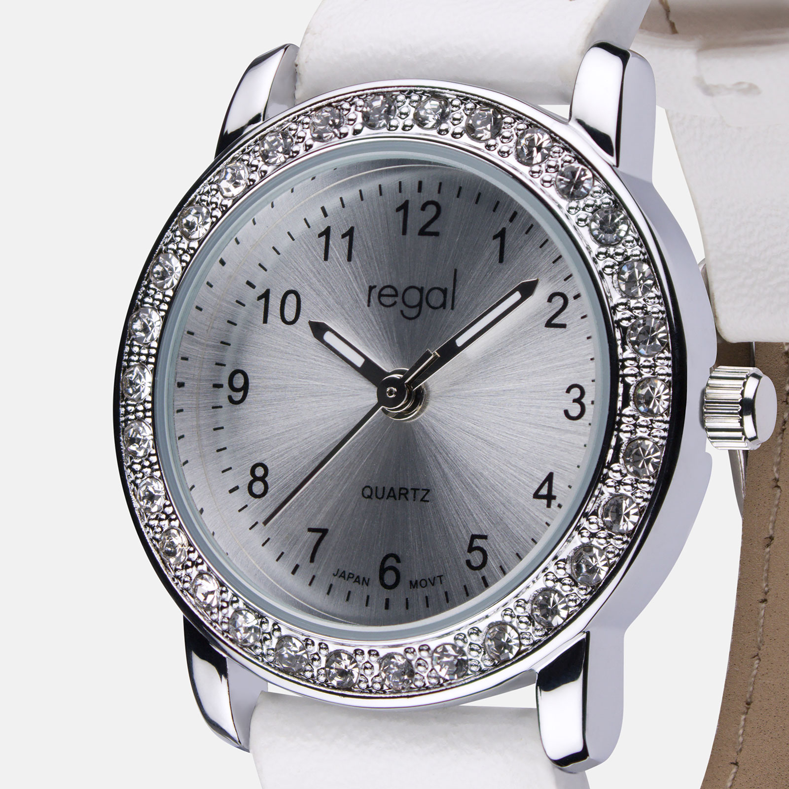 Regal barnklocka - set med armband, silver/vit, 28 mm