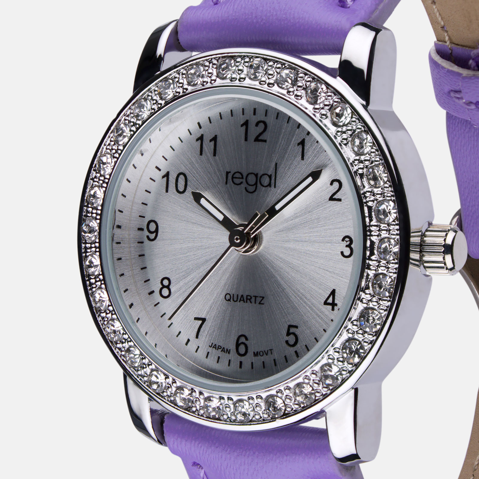 Lila barnklocka och armband i presentask