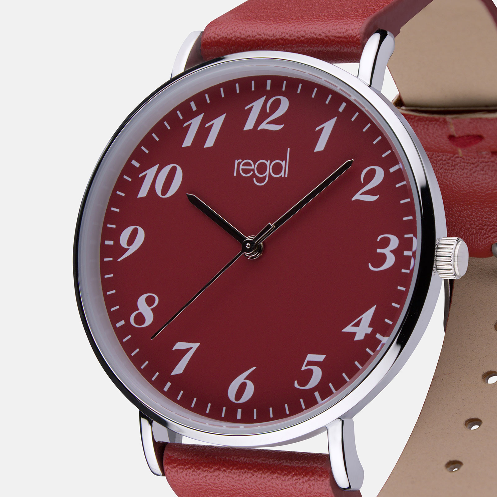 Regal damklocka - rött band, silverton/röd, 38mm