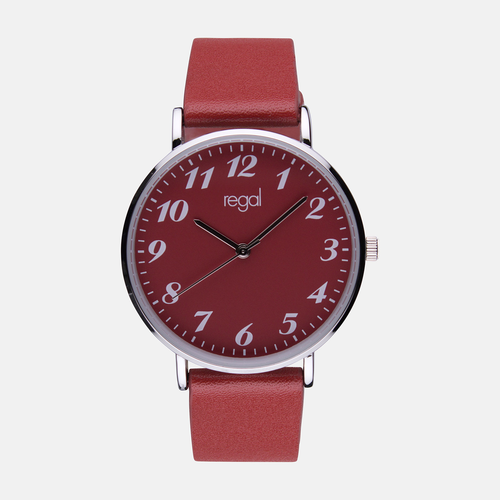 Regal damklocka - rött band, silverton/röd, 38mm
