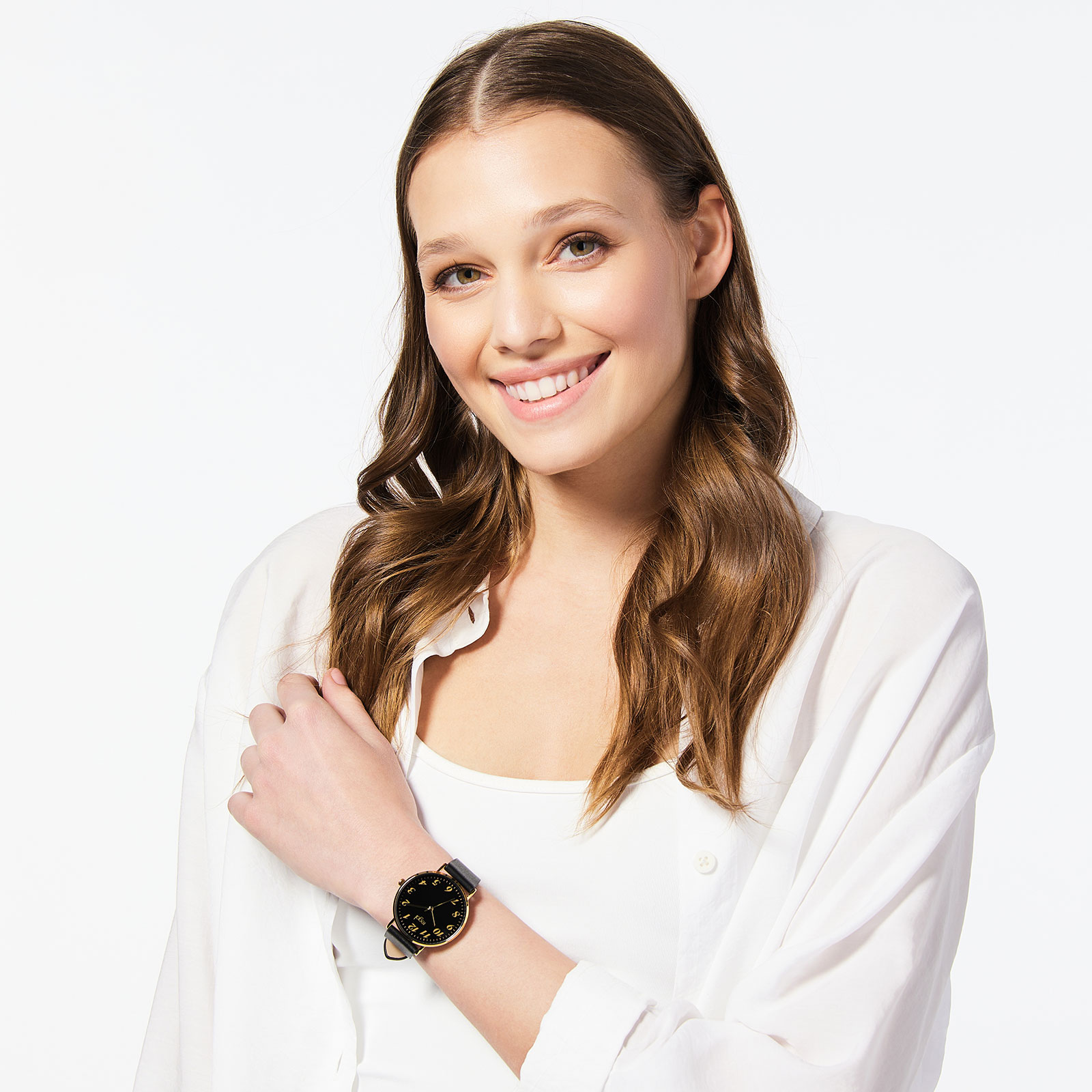 Regal damklocka - svart band, guldton/svart, 38mm