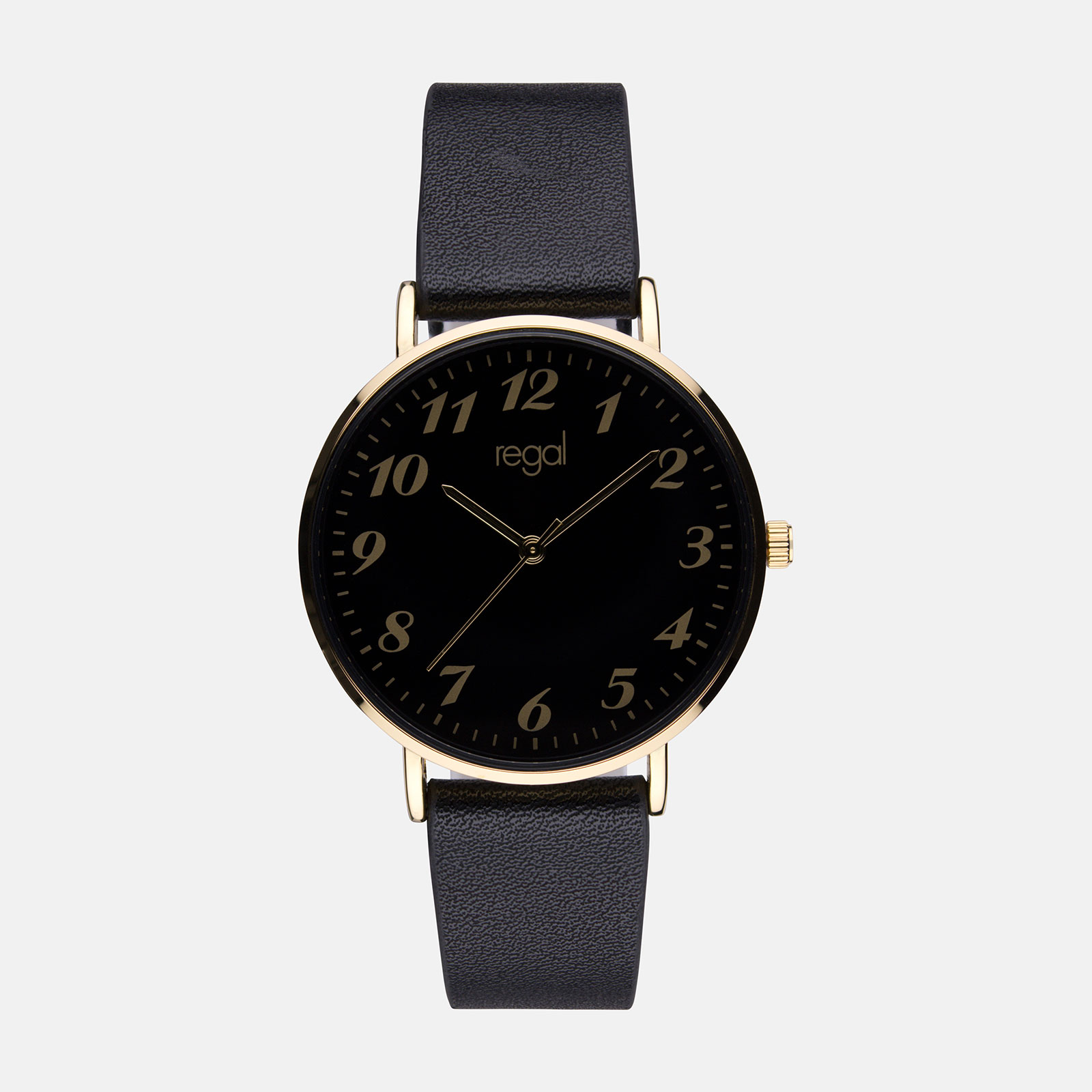 Regal damklocka - svart band, guldton/svart, 38mm