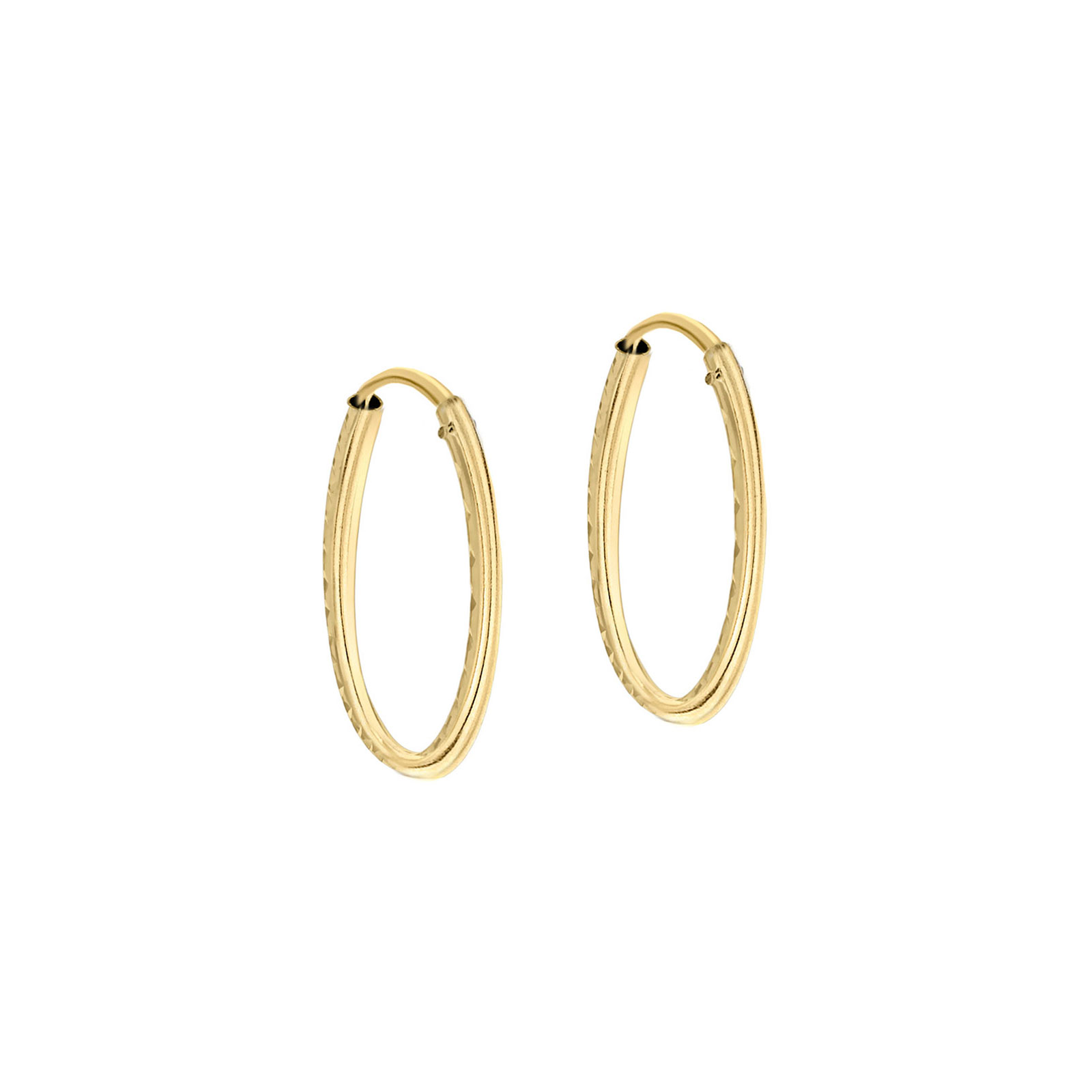Örhängen 9k guld - mönstrade hoops 18 mm