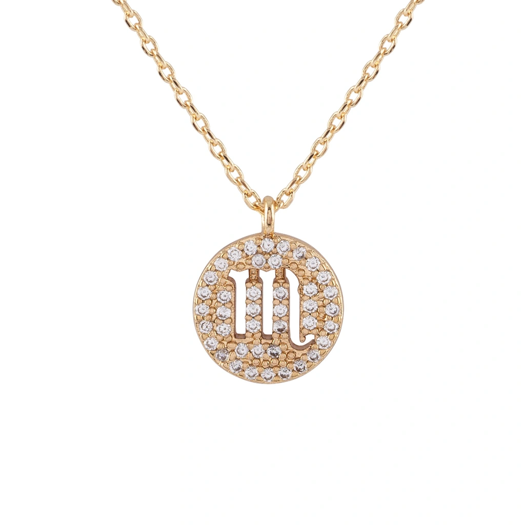 Guldfärgat halsband stjärntecken symbol - Skorpionen
