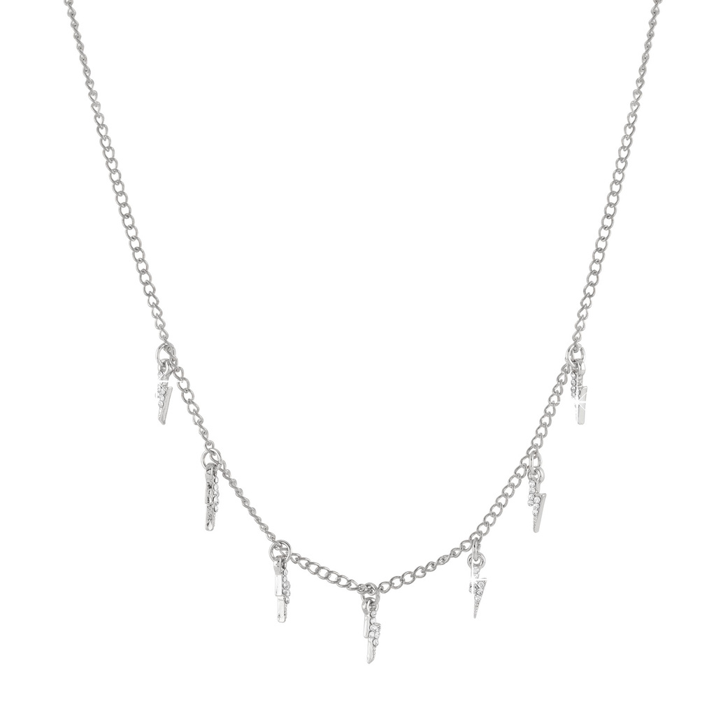 Silverfärgat halsband, blixtar - 47 cm