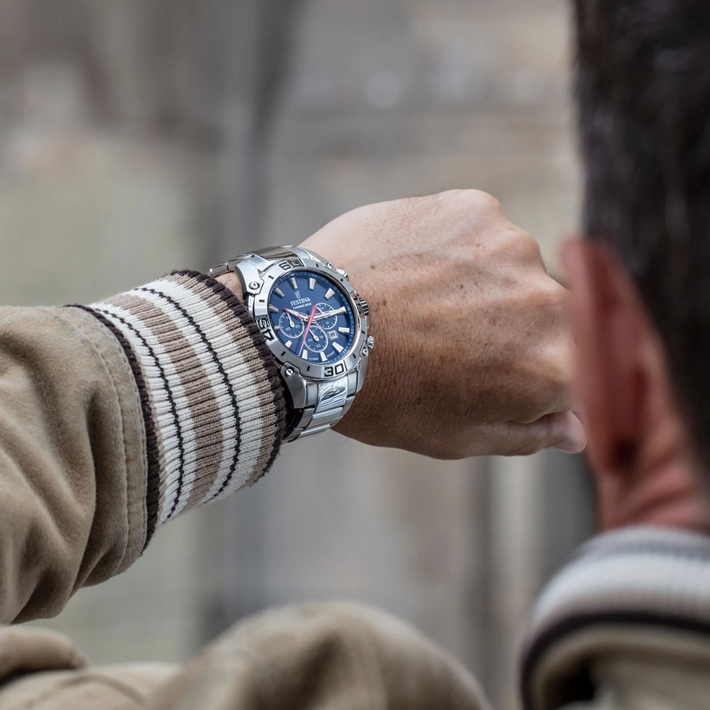 Festina F20543/4 Chrono Bike - herrklocka stål/blå, 45mm