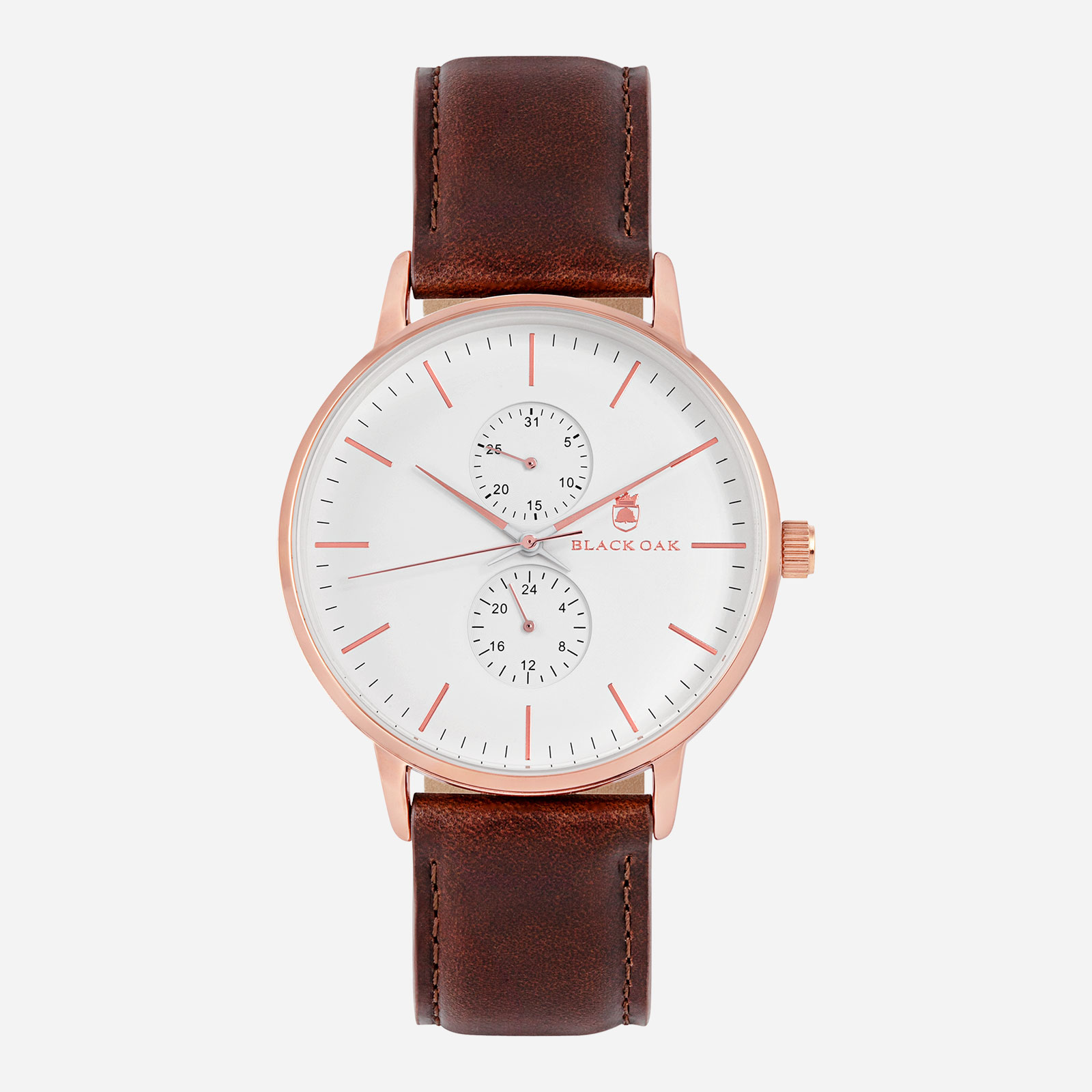 Black Oak Shumardii herrklocka - brun/rosegold, 42 mm