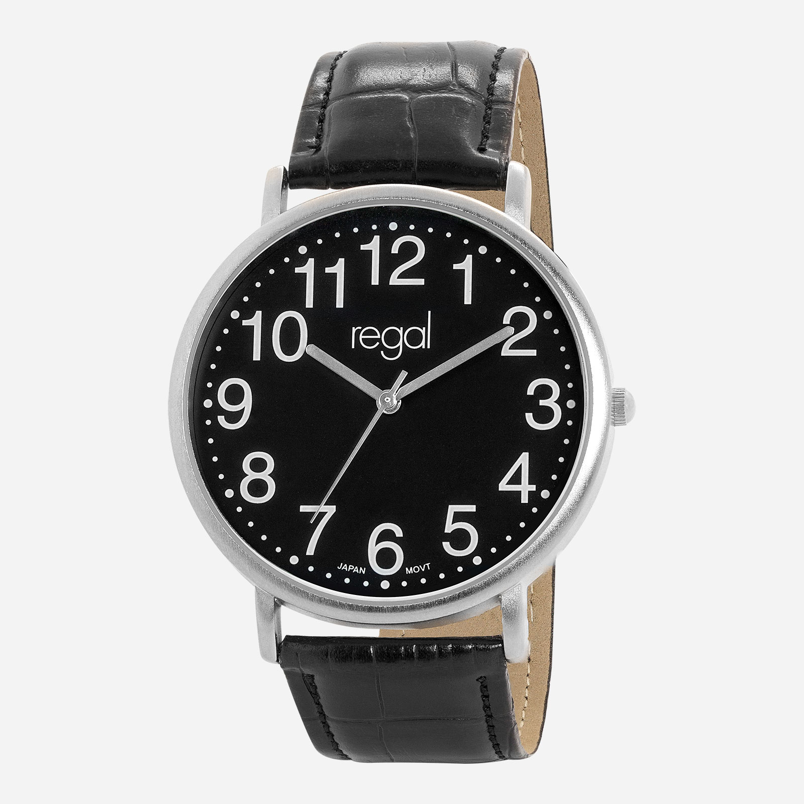 Regal herrklocka - svart band, silverton/svart, 40 mm