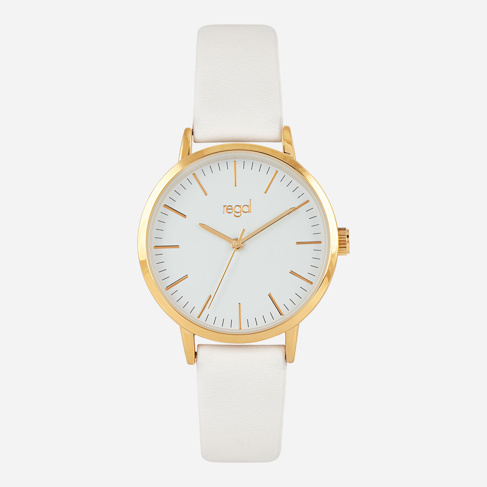 Regal damklocka - vitt band, guldton/vit, 36mm