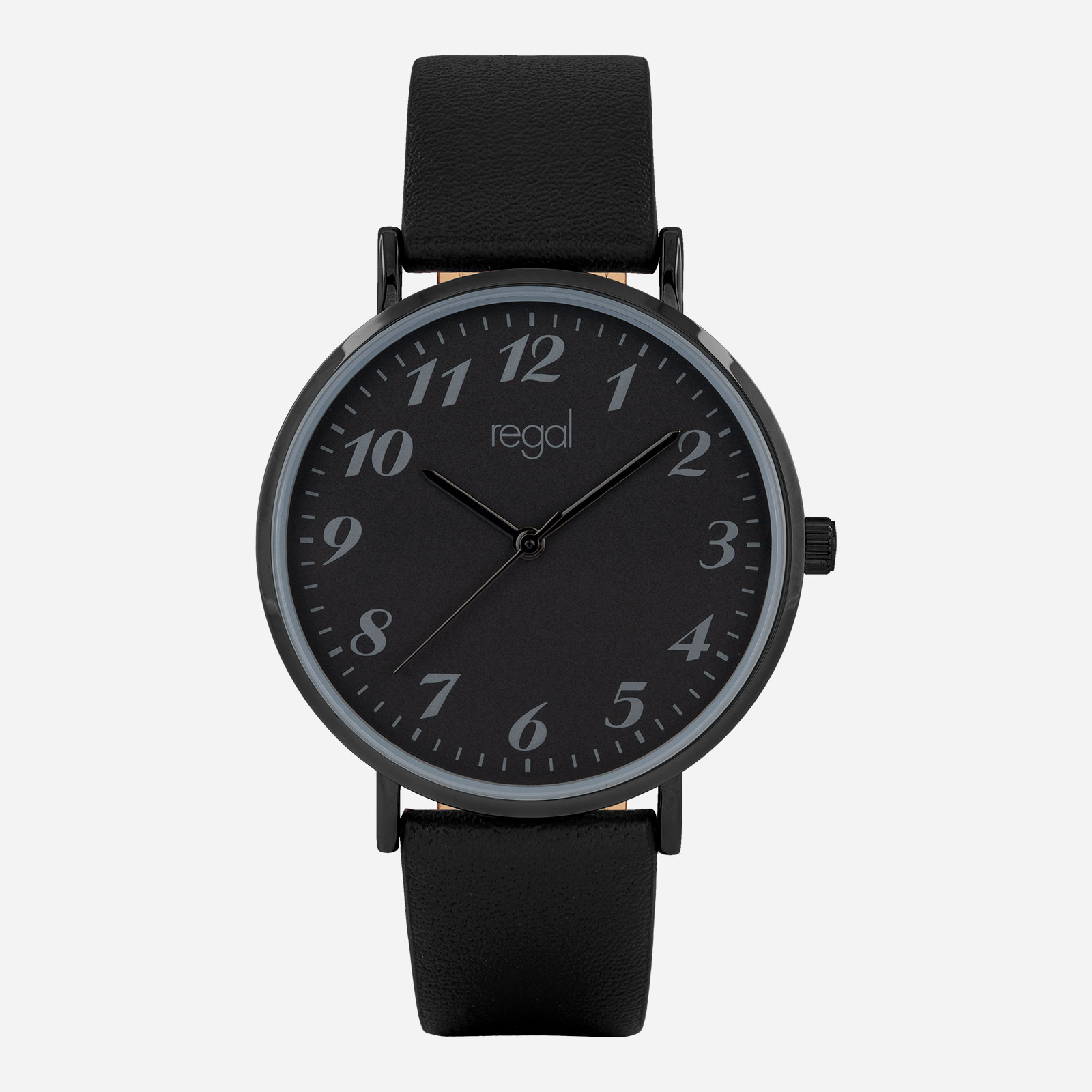 Regal damklocka - svart band, svart tavla, 38mm