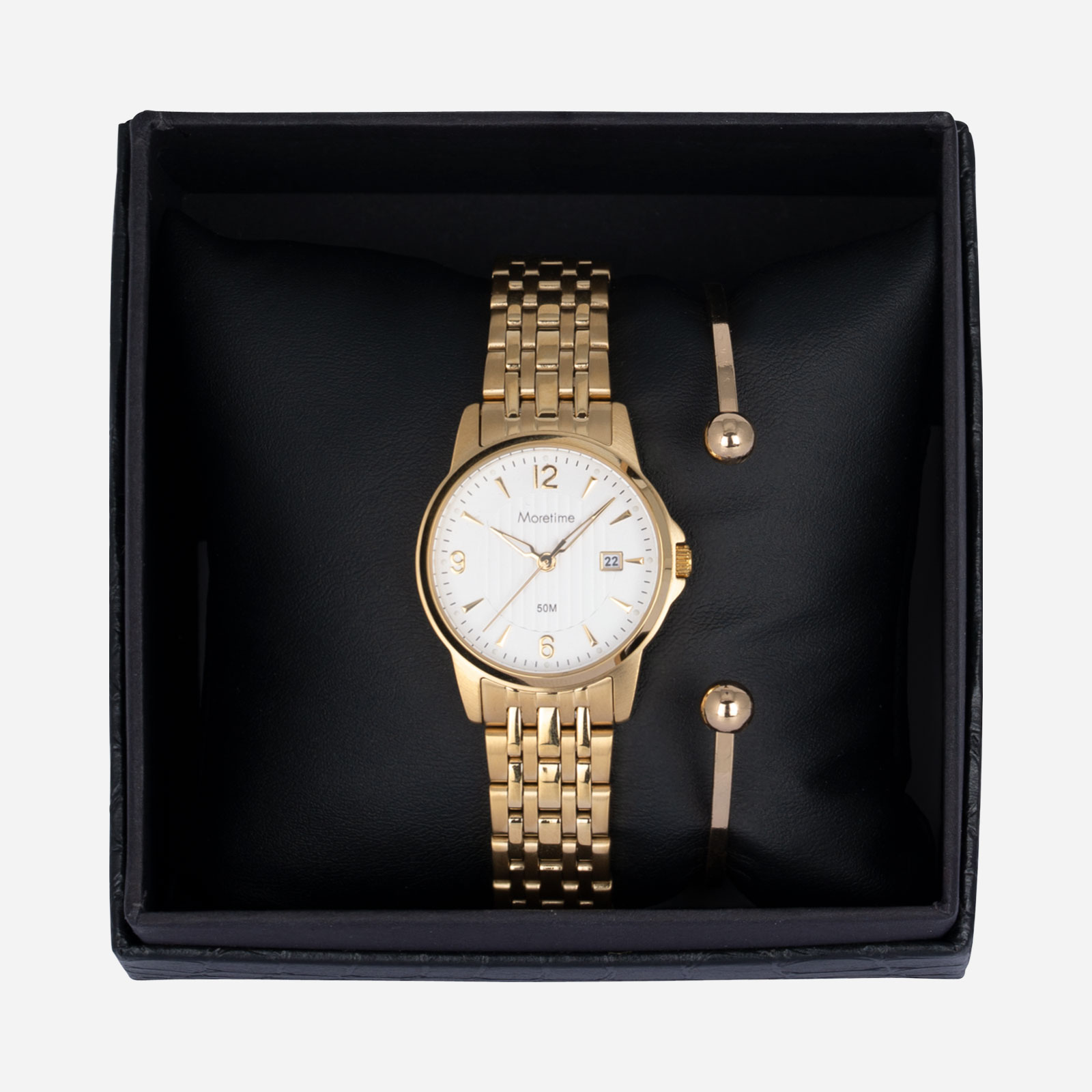 Moretime damklocka - set med armband, guld, 28 mm