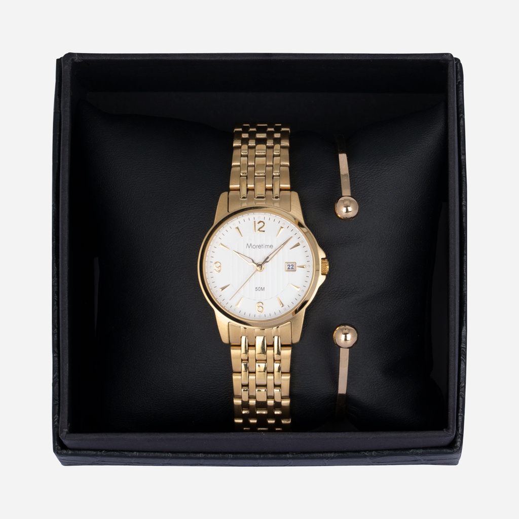 Moretime damklocka - set med armband, guld, 28 mm
