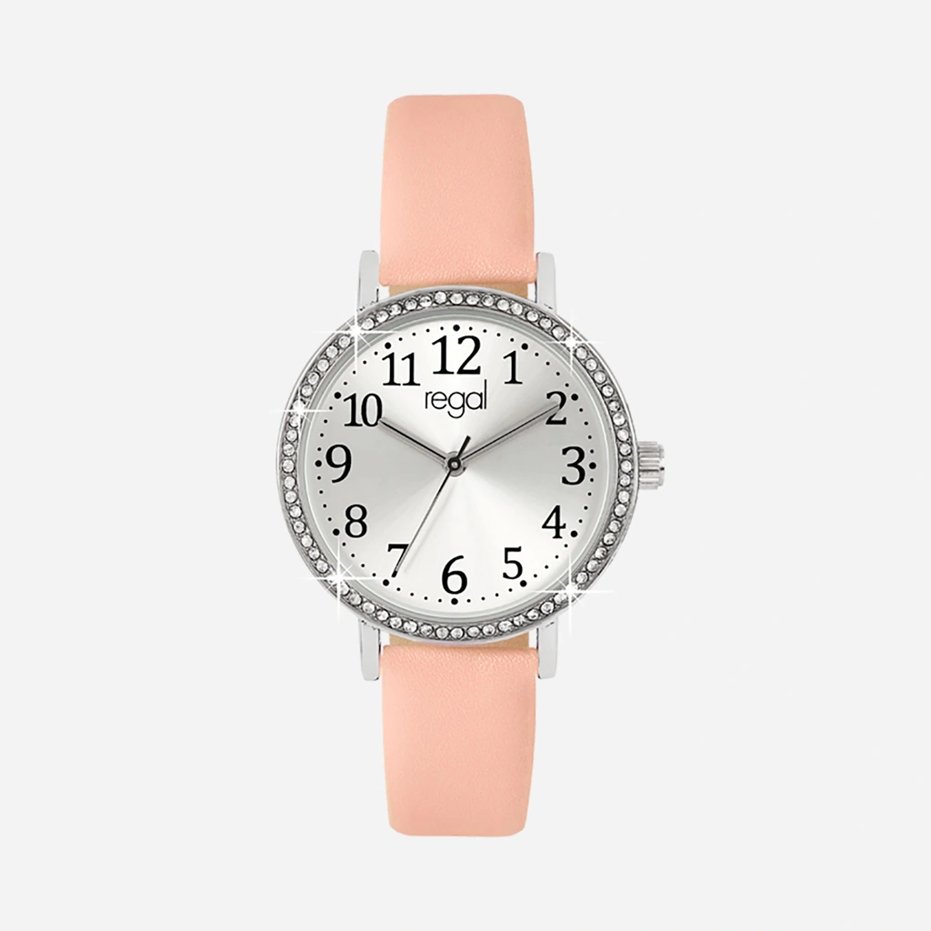 Regal Barnklocka - ljusrosa/silver, strass, 33 mm