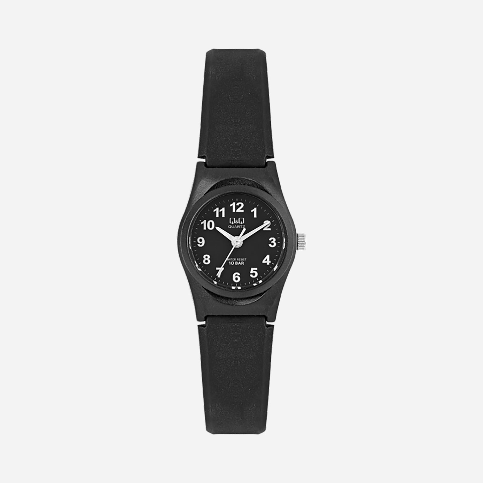 Q&Q barnklocka - gummiband, svart/svart, 24 mm