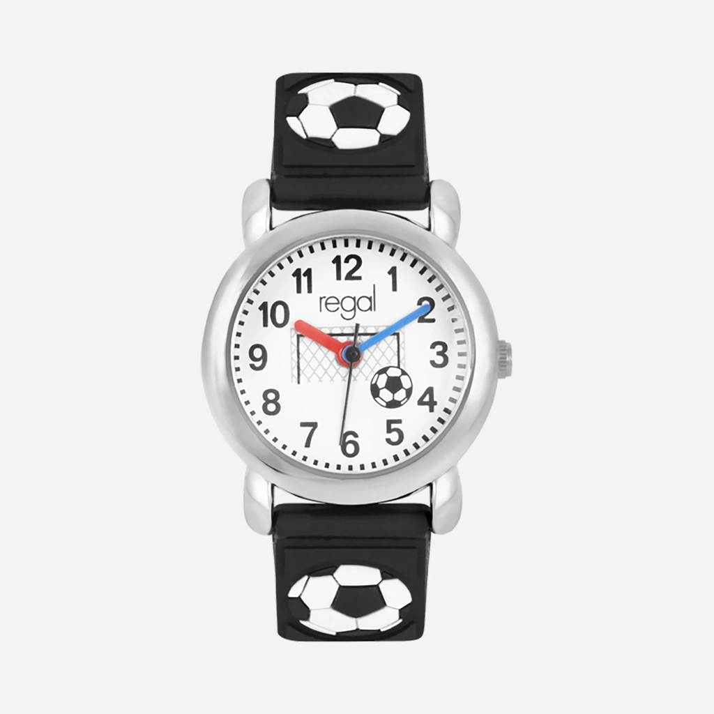 Regal barnklocka figurband - fotboll svart, 29 mm