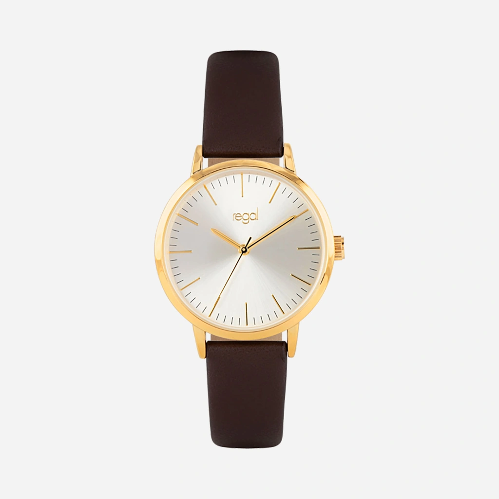 Regal damklocka - svart band, guldton/ljus, 36mm